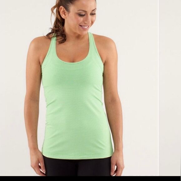 LULULEMON COOL RACERBACK GINGHAM GREEN & WHITE SIZE6 - Picture 2 of 7